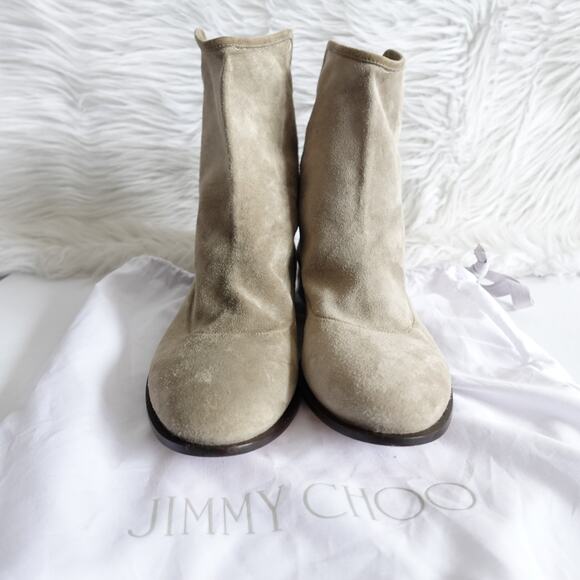Jimmy Choo Suede Mid Calf Cowboy Boots - Picture 4 of 16